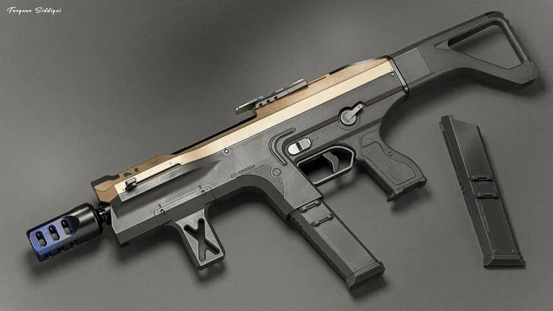 PBR Game 3D Models - Sci-fi SMG Submi5