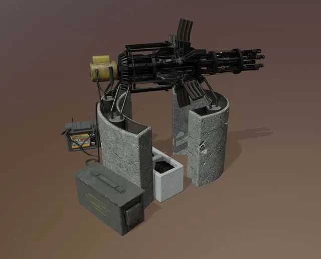 PBR Game 3D Models - Scrap Gatling Gun