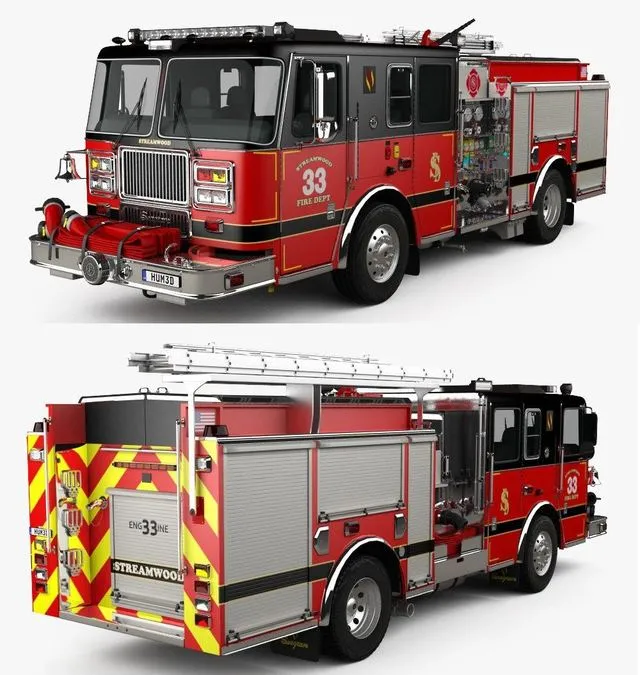 PBR Game 3D Models - Seagrave Marauder II Fire Truck 2014