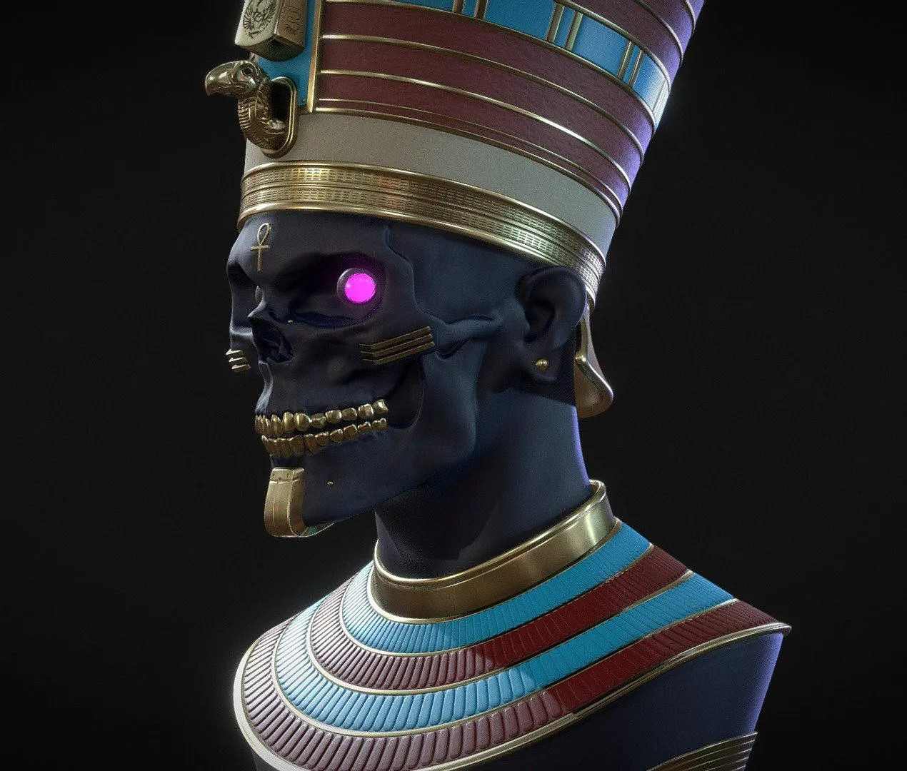 PBR Game 3D Models - Senuserets Legacy A Memento Mori Egyptian Bust