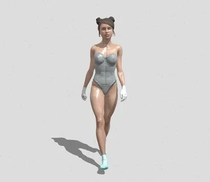 PBR Game 3D Models - Sexy Skinny Girl With Socks And Gloves