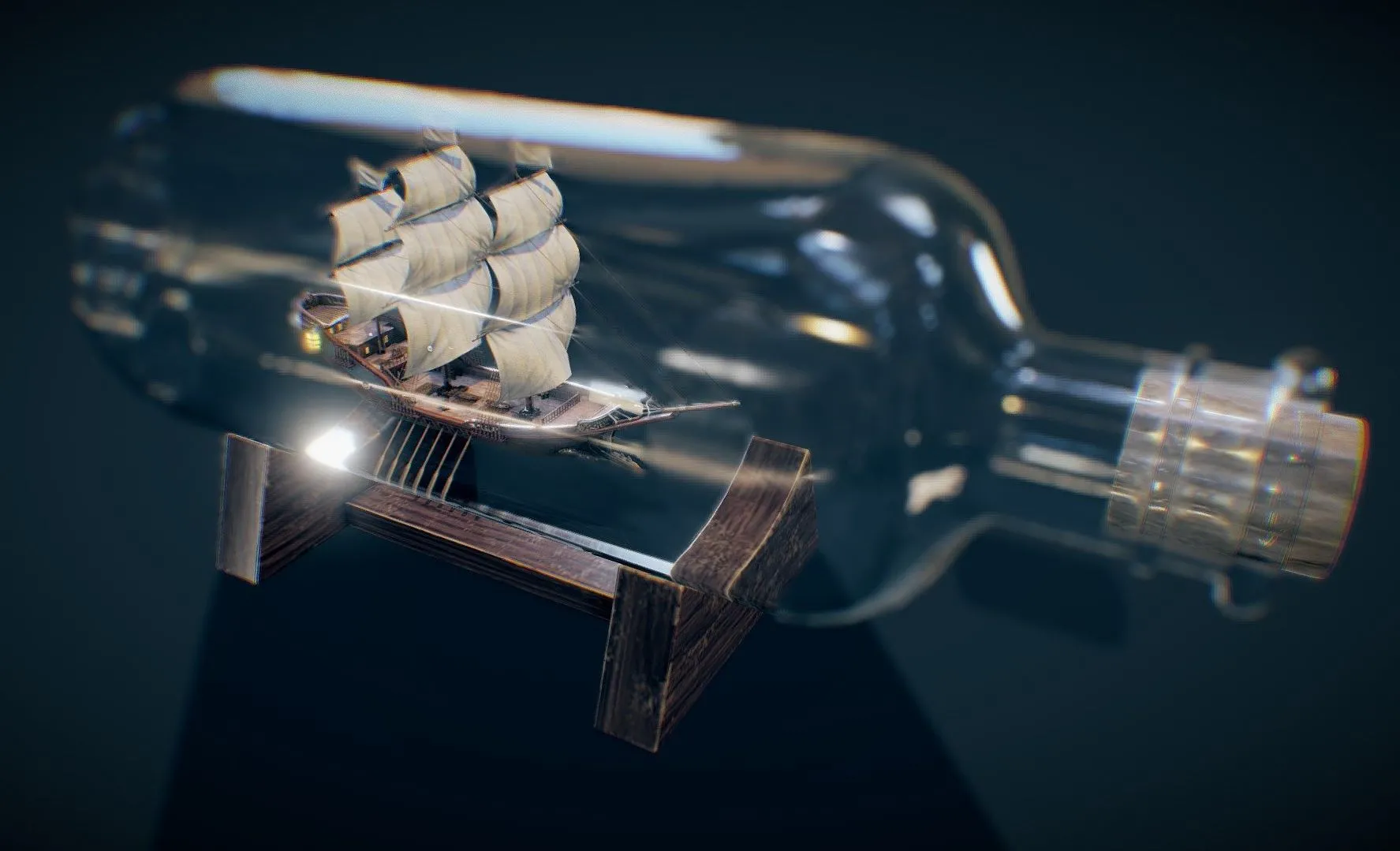 PBR Game 3D Models - Ship In A Bottle