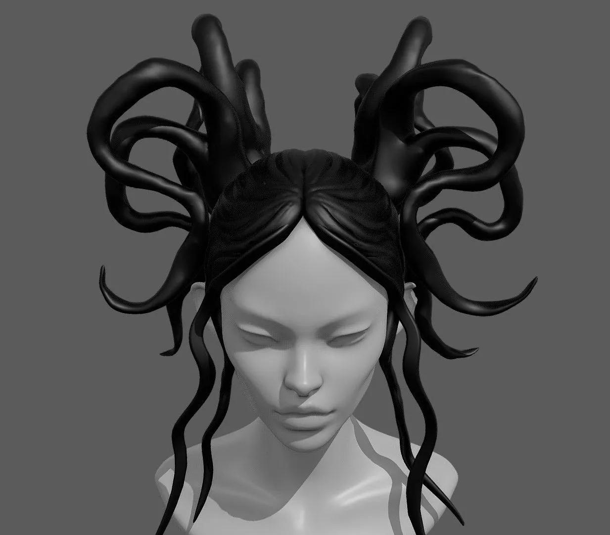 PBR Game 3D Models - Snake Ponytail Hair Style