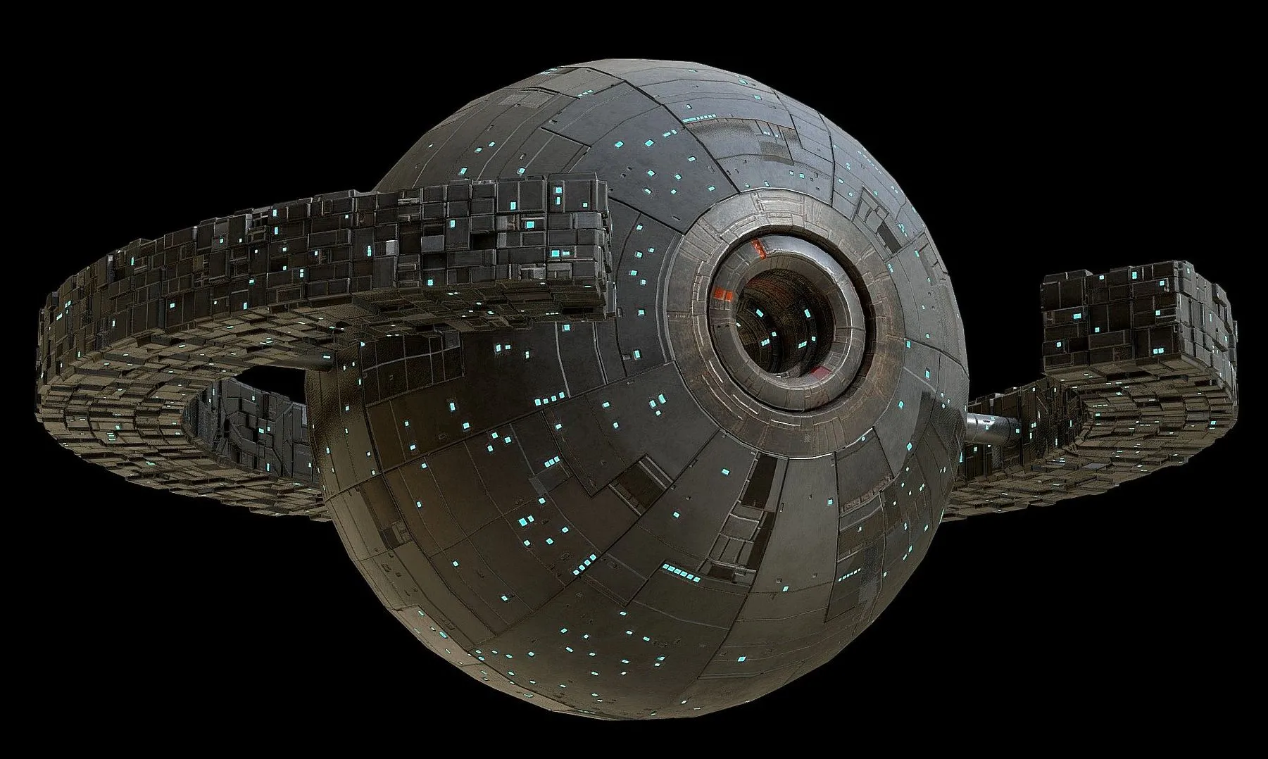 PBR Game 3D Models - Sphere Spaceship Headquarter Mothership Lowpoly