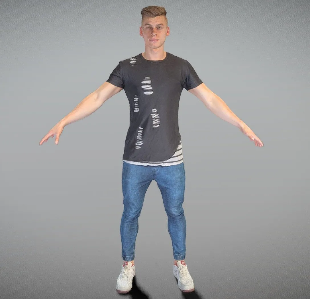 PBR Game 3D Models - Sporty Young Man In Jeans 115