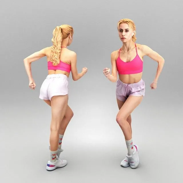 PBR Game 3D Models - Sporty young woman doing workout 373