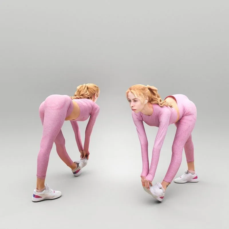 PBR Game 3D Models - Sporty young woman in tracksuit training 383
