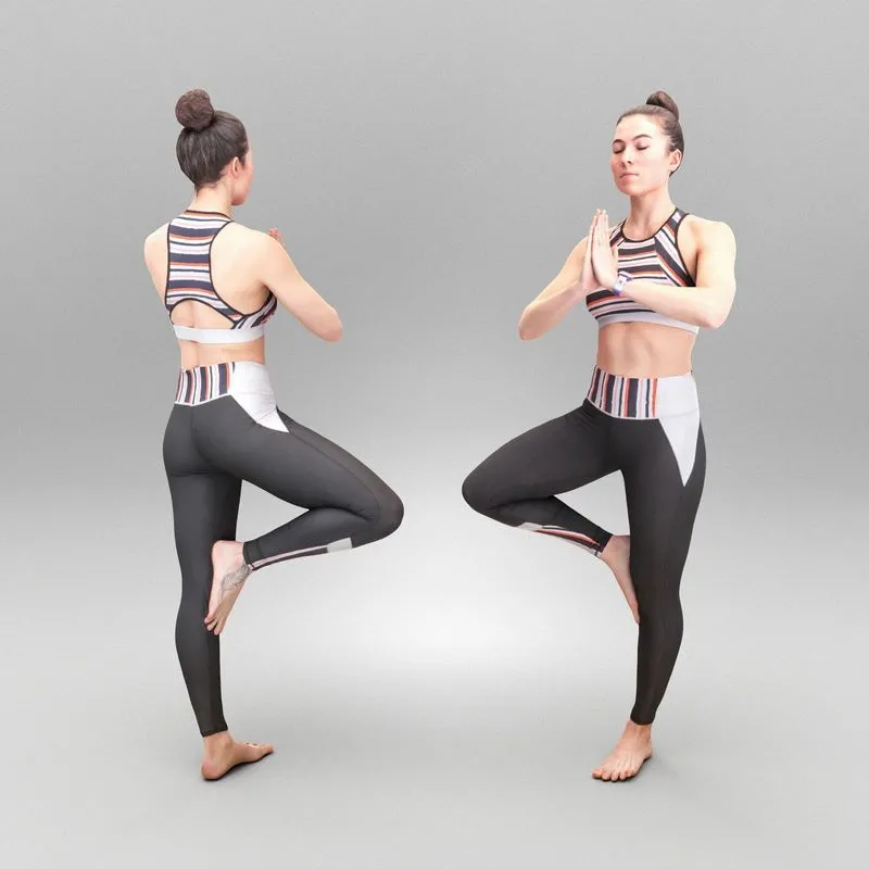 PBR Game 3D Models - Sporty young woman meditating 378