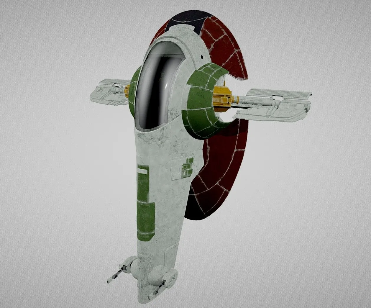 PBR Game 3D Models - Star Wars Boba Fett Slave I Space Ship