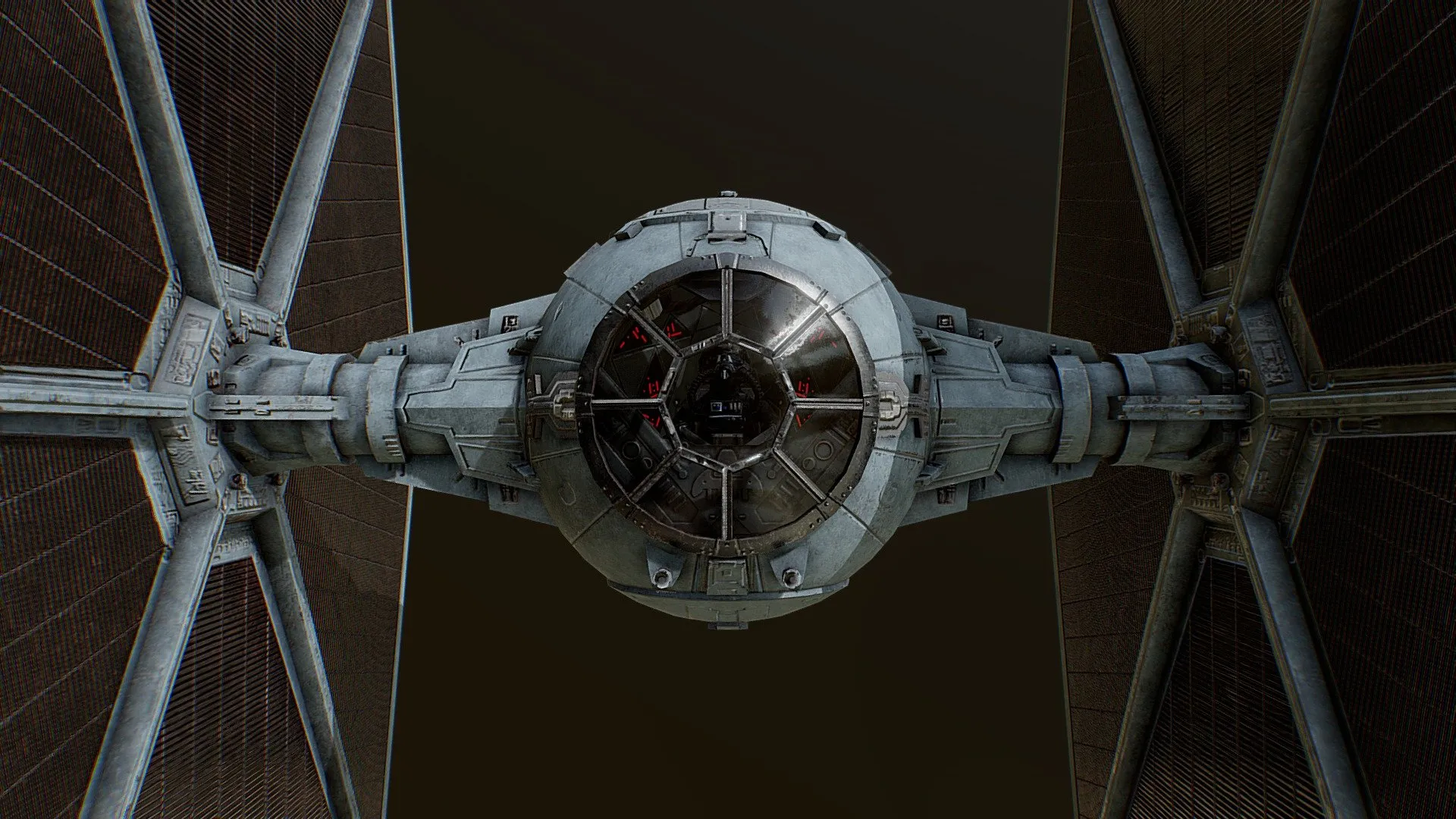 PBR Game 3D Models - Star Wars Lowpoly Tie Fighter W Visible Cockpit