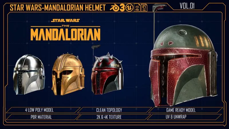 PBR Game 3D Models - Star-Wars Mandalorian Helemt