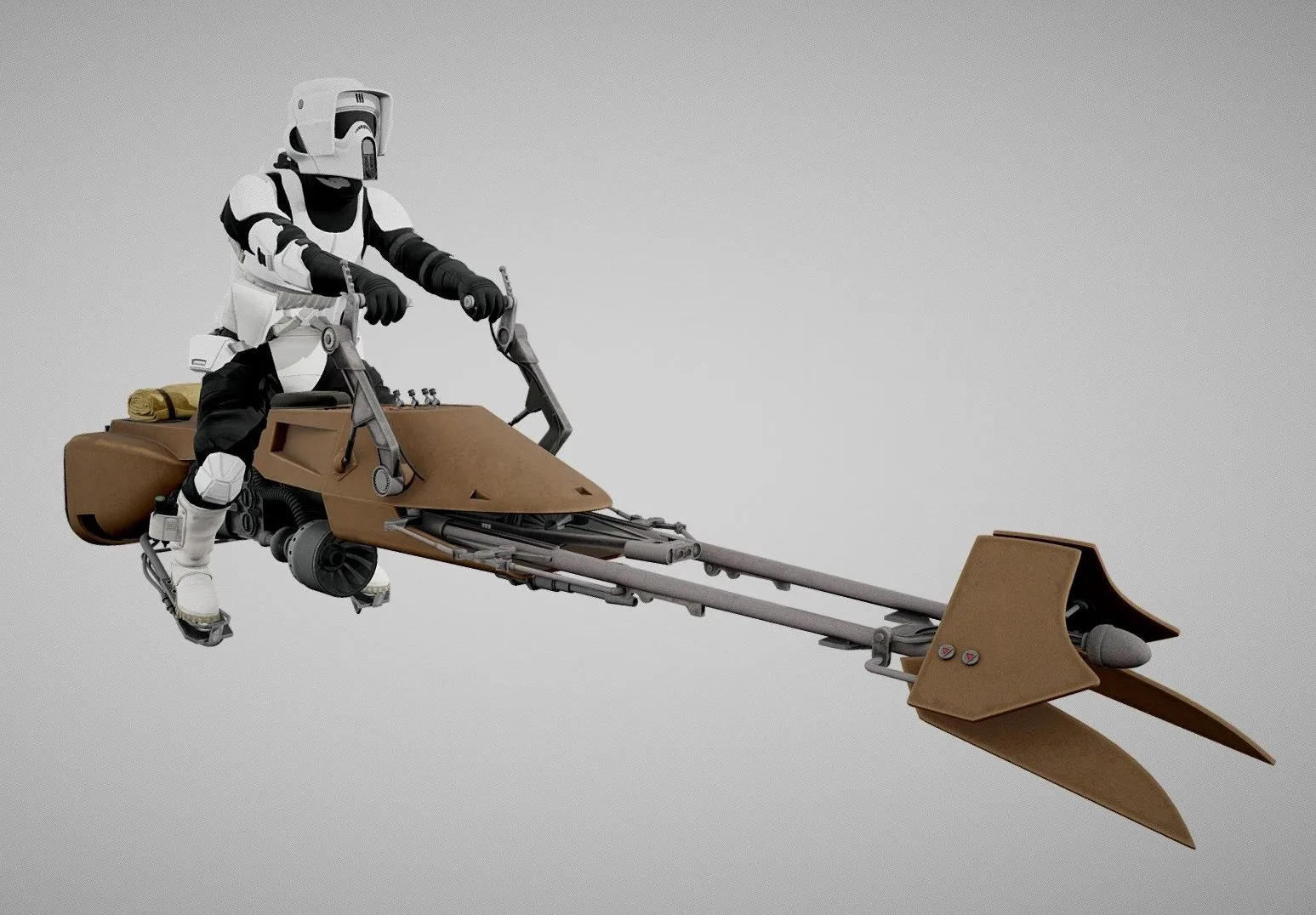 PBR Game 3D Models - Star Wars Scout Trooper With Bike