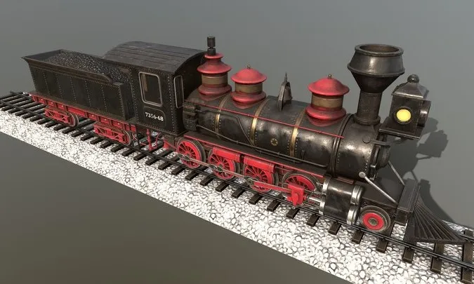 PBR Game 3D Models - Steam Locomotive