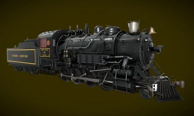 PBR Game 3D Models - Steam Train (Animated) 3D Model (2)