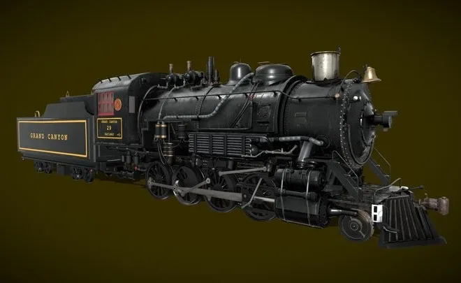 PBR Game 3D Models - Steam Train (Animated) 3D Model