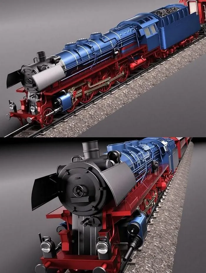 PBR Game 3D Models - Steam Train Express F-series BR 03.10 1950