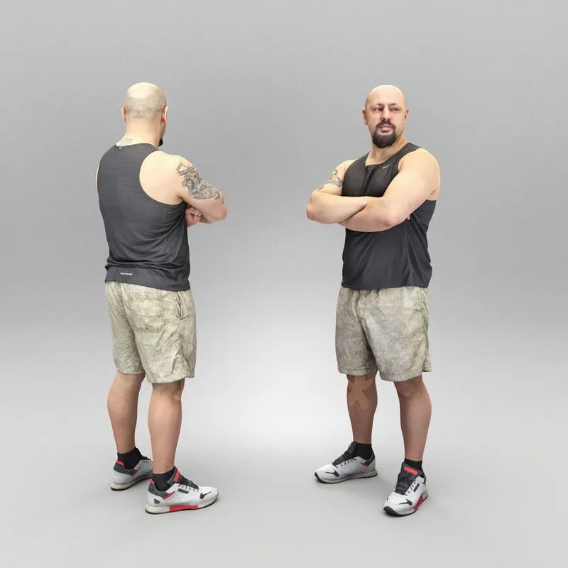 PBR Game 3D Models - Strong man with crossed arms 389