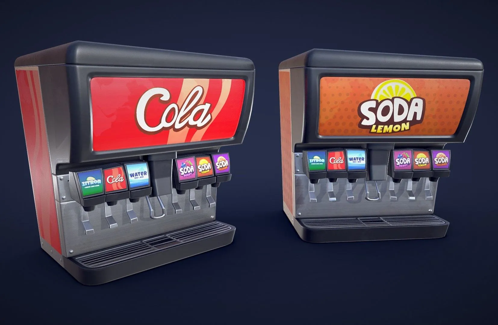 PBR Game 3D Models - Stylized Soda Fountain Low Poly