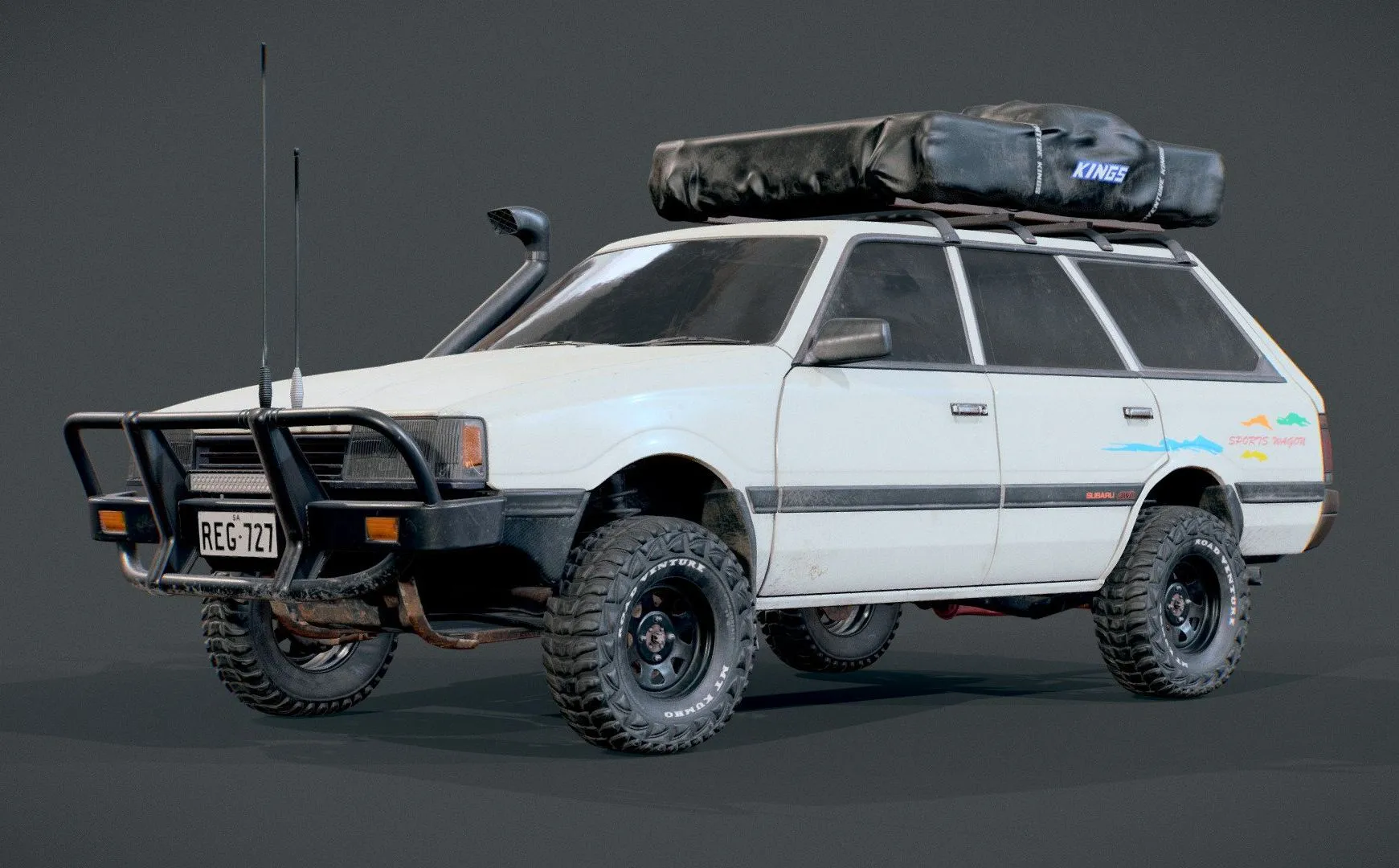 PBR Game 3D Models - Subaru L Series 4Wd 1990 Sports Wagon