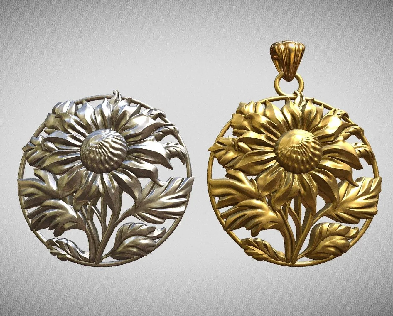 PBR Game 3D Models - Sunflower Pendant For Casting