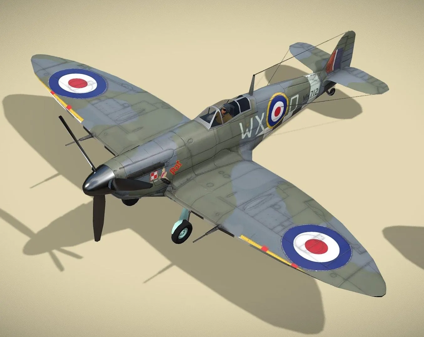 PBR Game 3D Models - Supermarine Spitfire