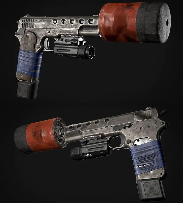 PBR Game 3D Models – Suppressed 1909 Colt