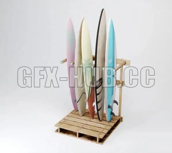 PBR Game 3D Models - Surfboard Rack