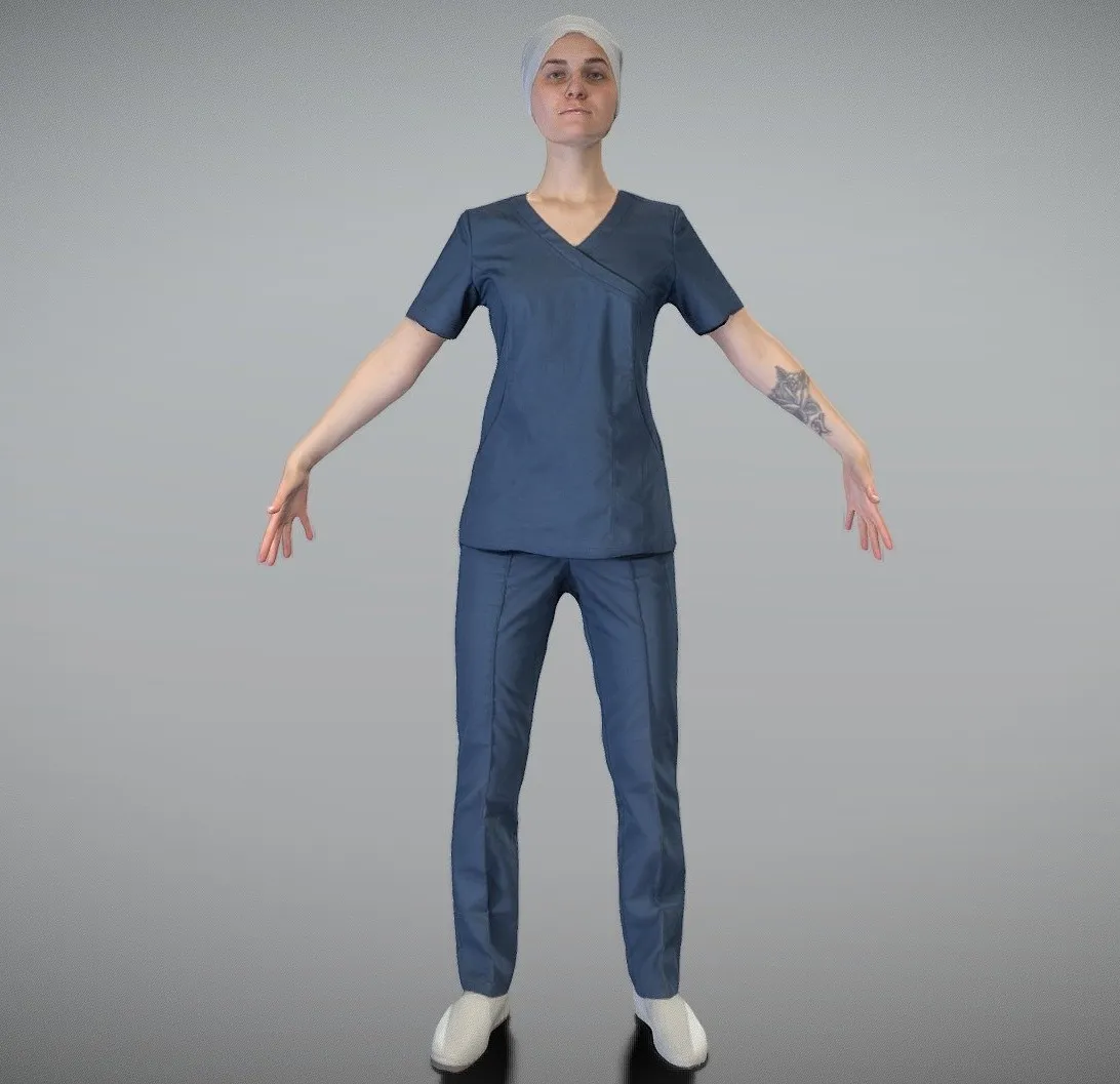 PBR Game 3D Models - Surgical Doctor Female Ready For Animation 162