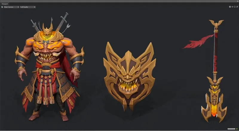 PBR Game 3D Models - Sword and shield monster