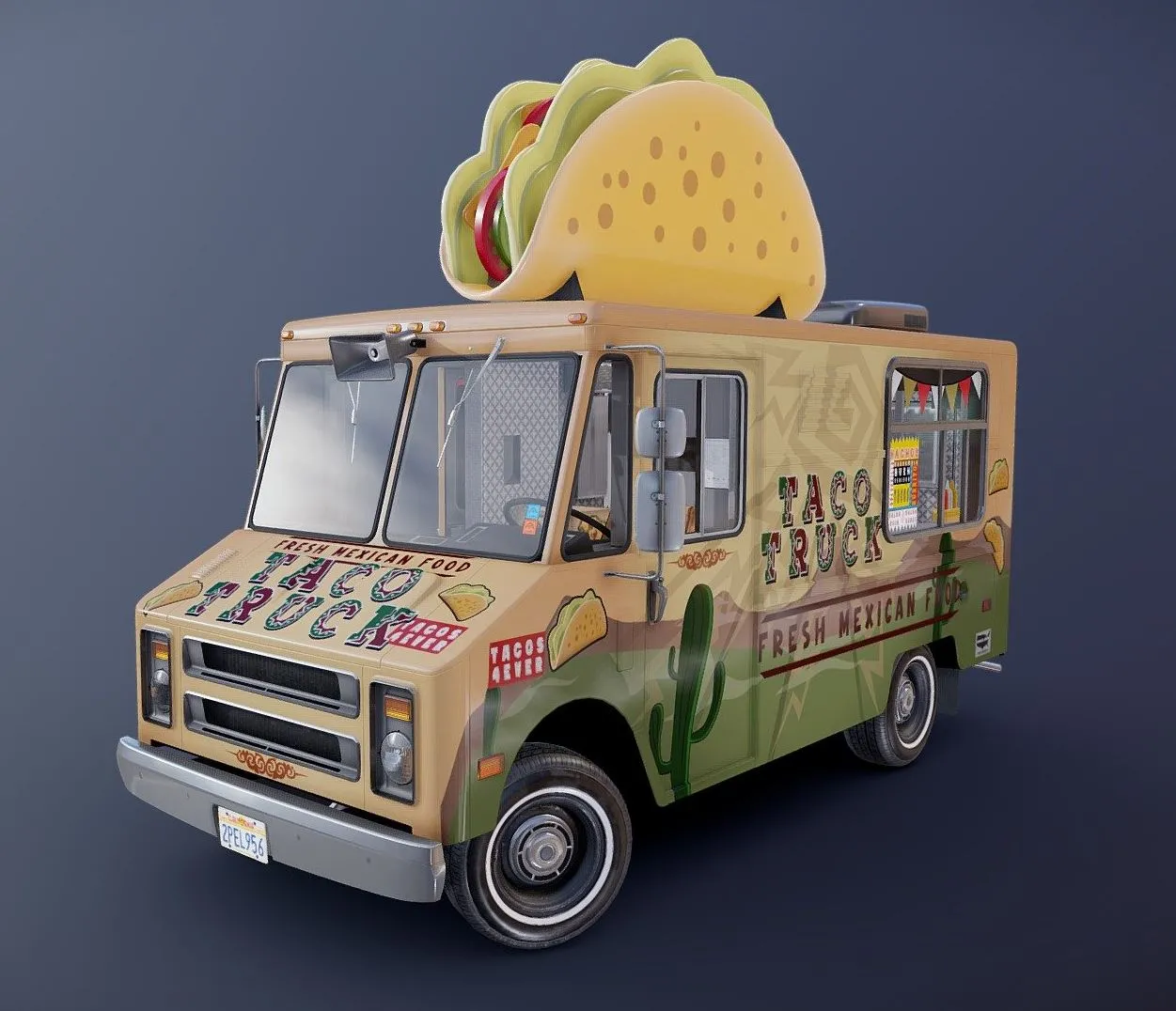 PBR Game 3D Models - Taco Foodtruck