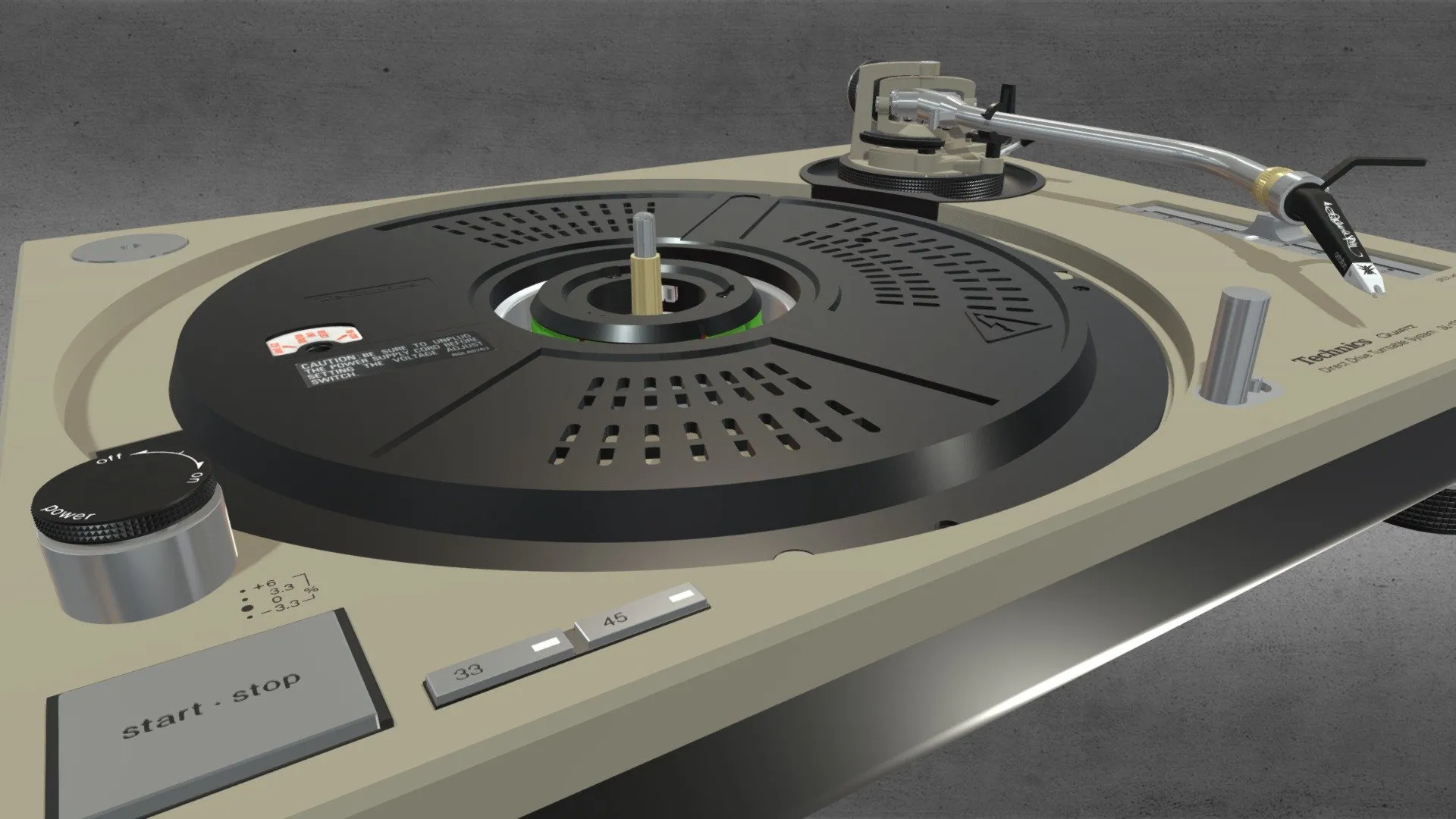 PBR Game 3D Models - Technics Mk 2 Turntable V3 With Inside