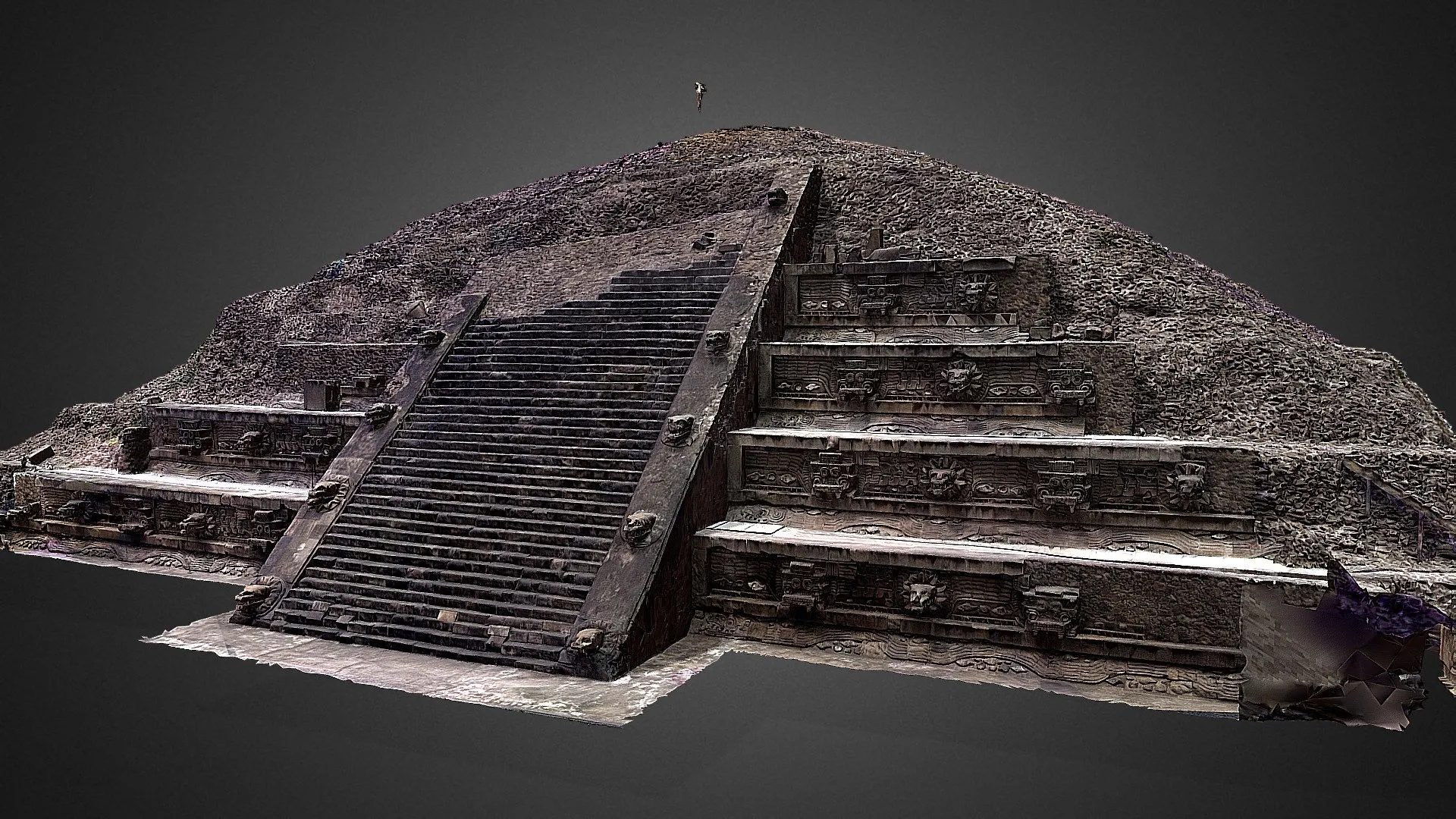 PBR Game 3D Models - Teotihuacan Pyramid Of Quetzalcoatl Mexico