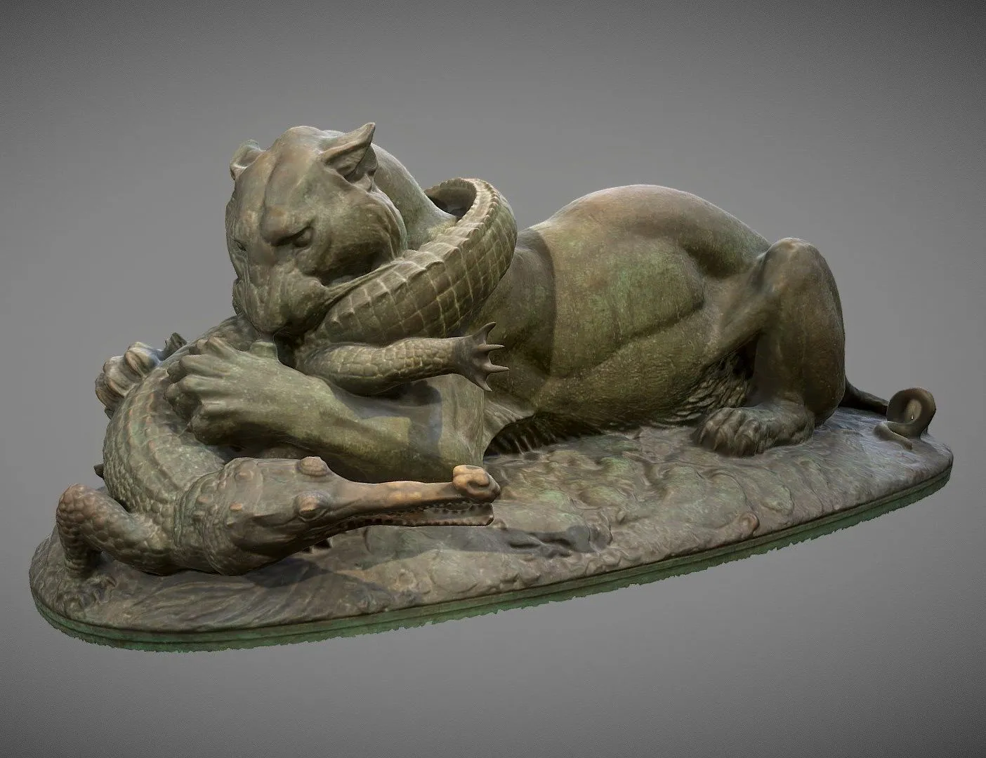 PBR Game 3D Models - Tiger Devouring A Gavial