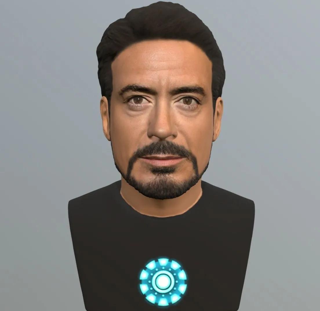 PBR Game 3D Models - Tony Stark Bust For Full Color 3D Printing