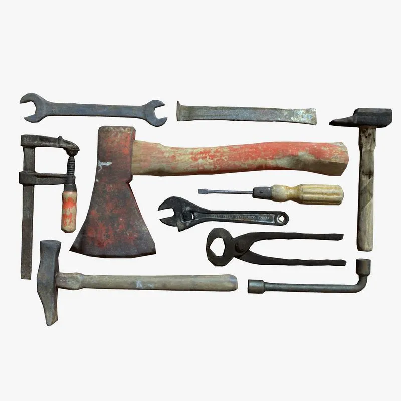 PBR Game 3D Models – Tools hammer wrench clamp