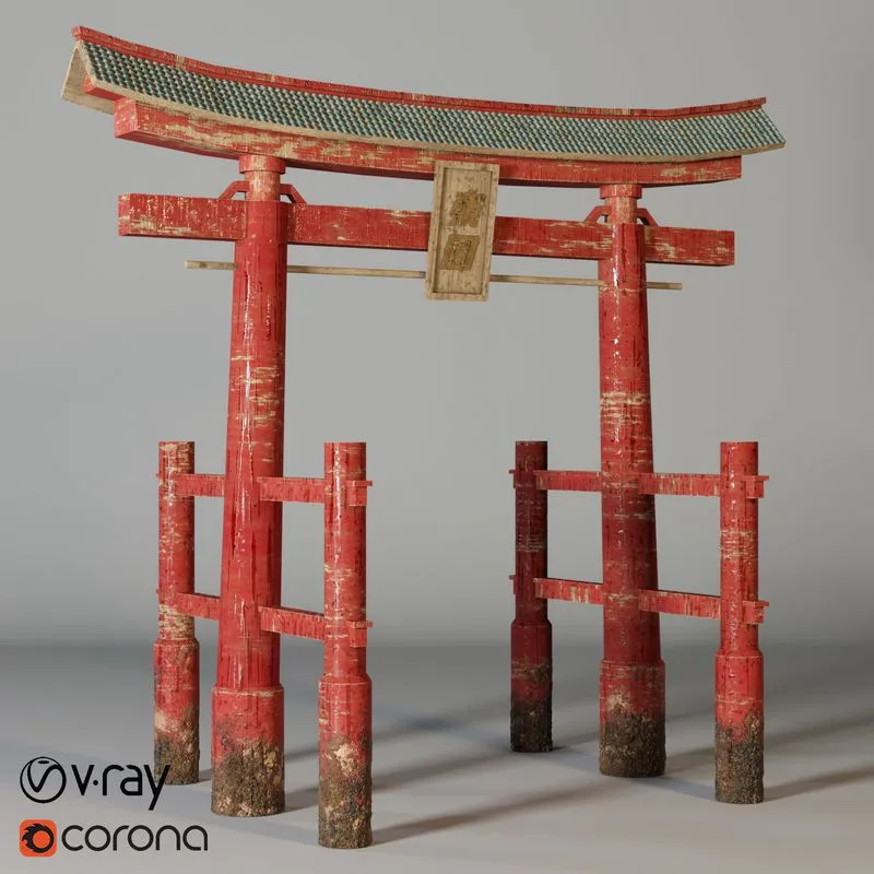 PBR Game 3D Models - Torii gate in japanese style