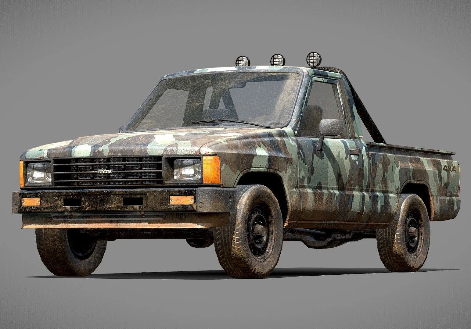 PBR Game 3D Models - Toyota Pickup Camouflage