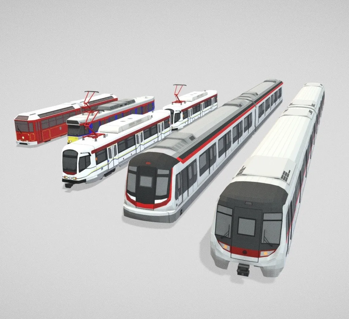 PBR Game 3D Models - Train Full Pack Hong Kong