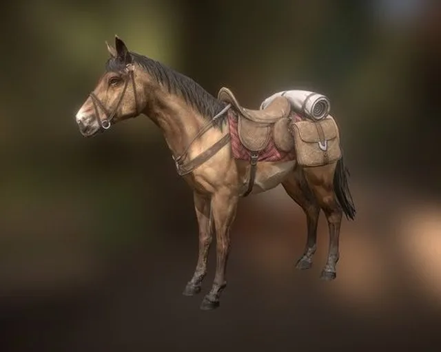 PBR Game 3D Models - Travel Horse 3 (PBR, 2K, ANIM)