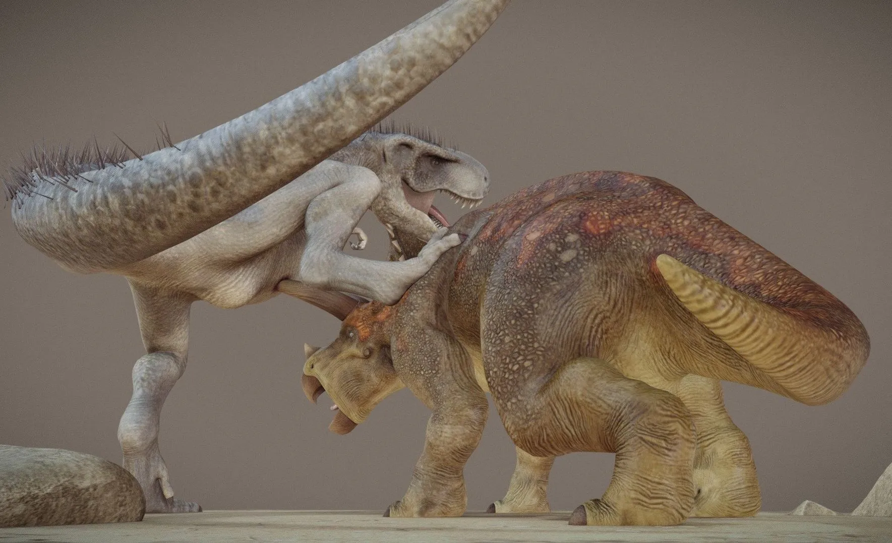 PBR Game 3D Models - Triceratops Horridus Vs Tyranosaurus Rex Diorama