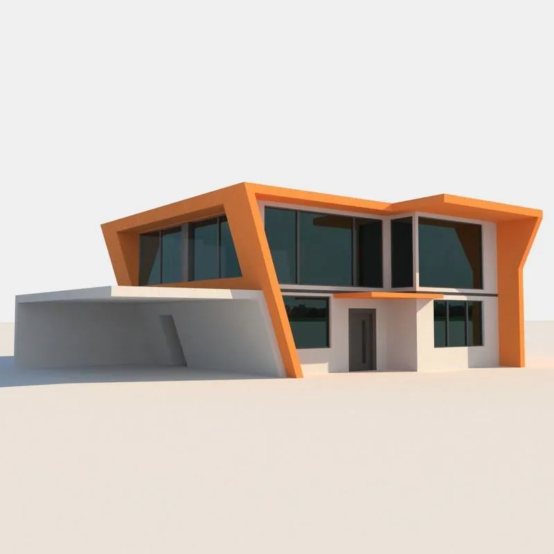 PBR Game 3D Models - Two Storey High Tech House