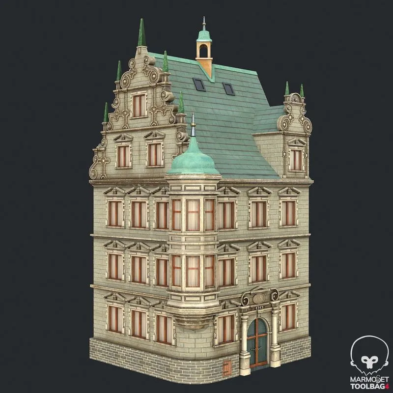 PBR Game 3D Models - Victorian Corner Apartment -Bay Window House