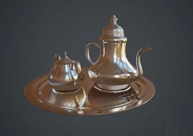 PBR Game 3D Models - Victorian era silver teapot