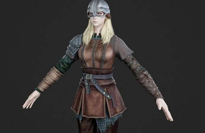 PBR Game 3D Models - Viking girl woman fighter