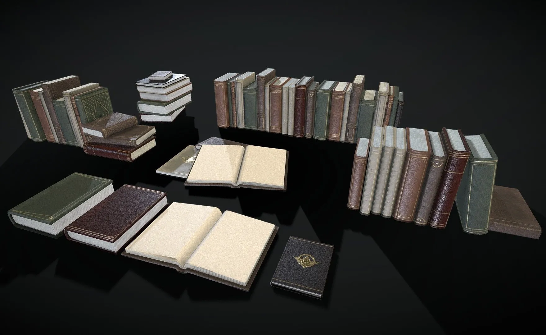 PBR Game 3D Models - Vintage Books