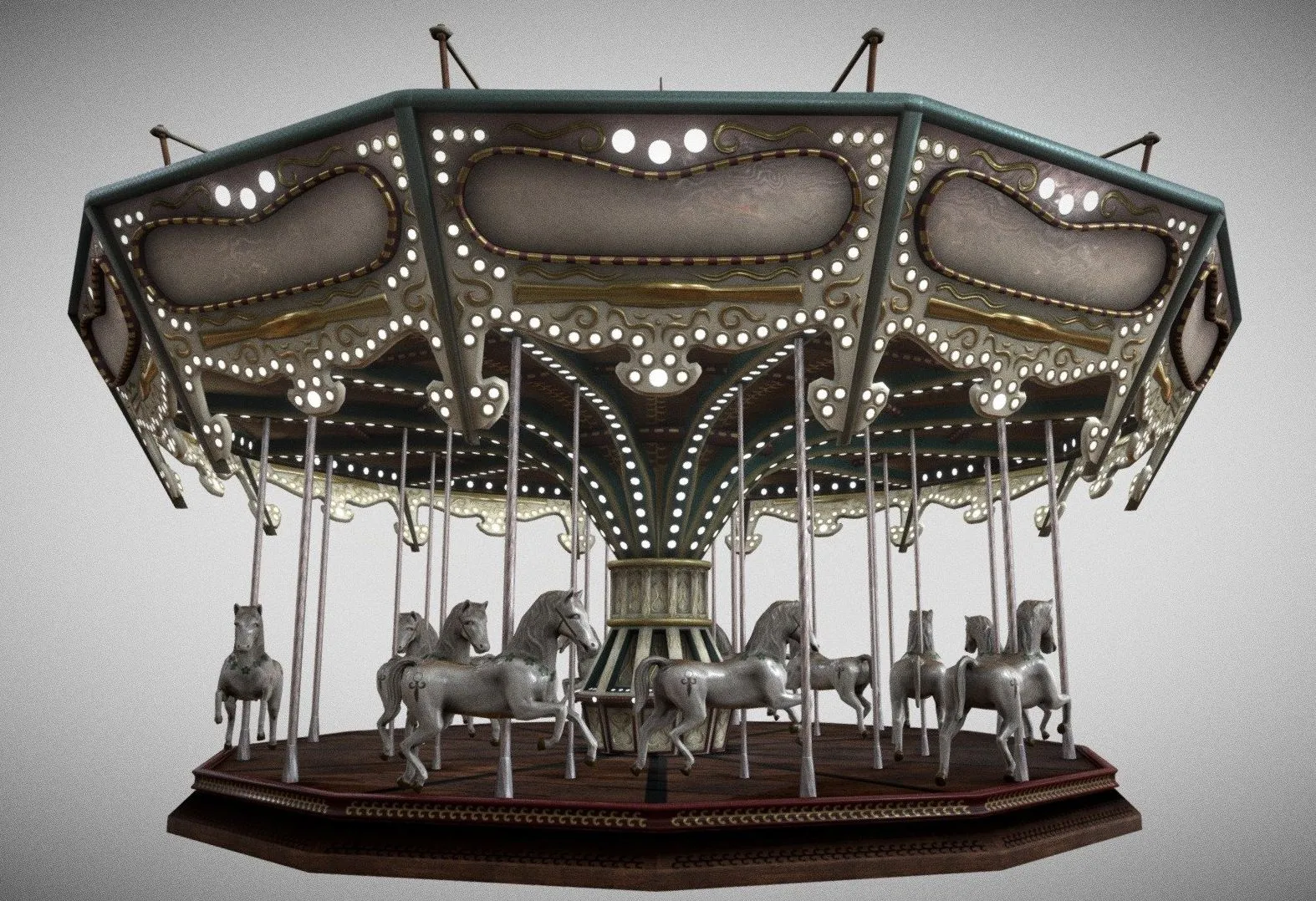 PBR Game 3D Models - Vintage Carousel 2