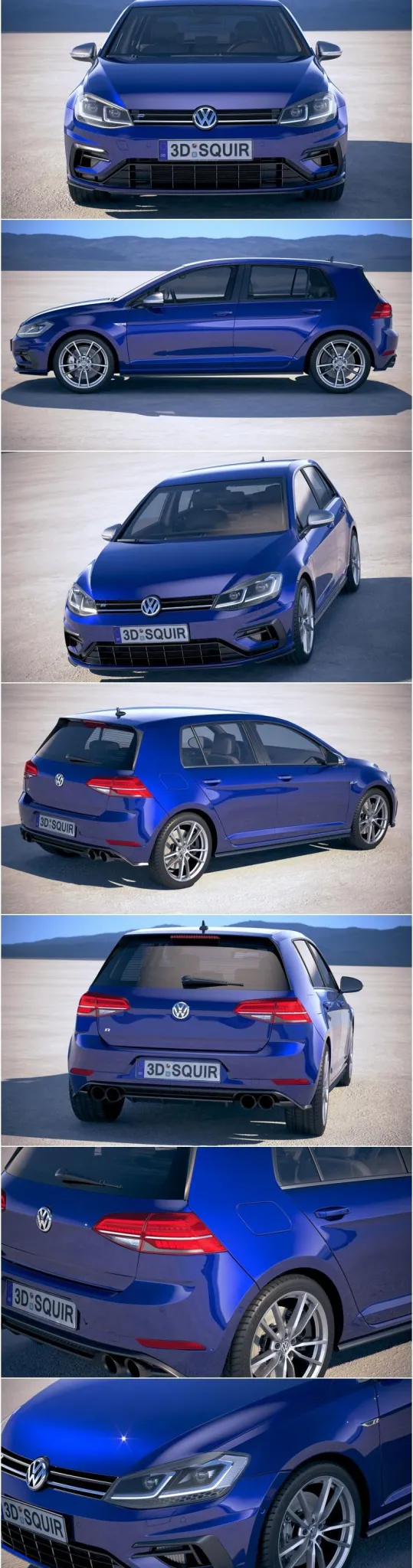 PBR Game 3D Models - Volkswagen Golf 7.5R 2018