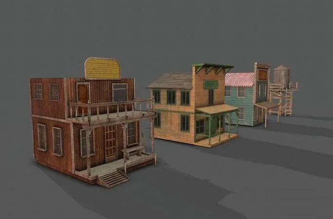 PBR Game 3D Models - Western Buildings