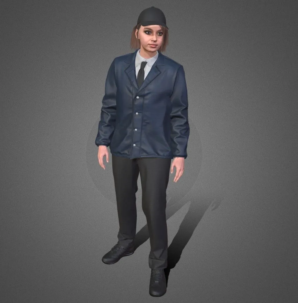 PBR Game 3D Models - Woman Agent Outfit Rigged