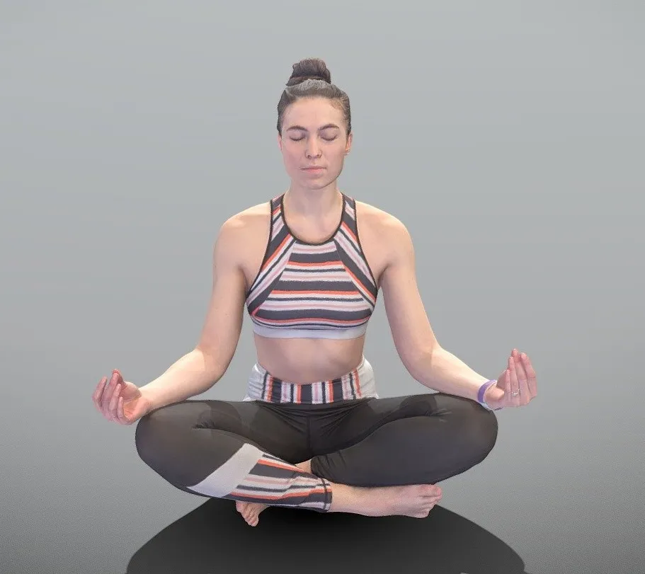 PBR Game 3D Models - Woman In Lotus Pose 429